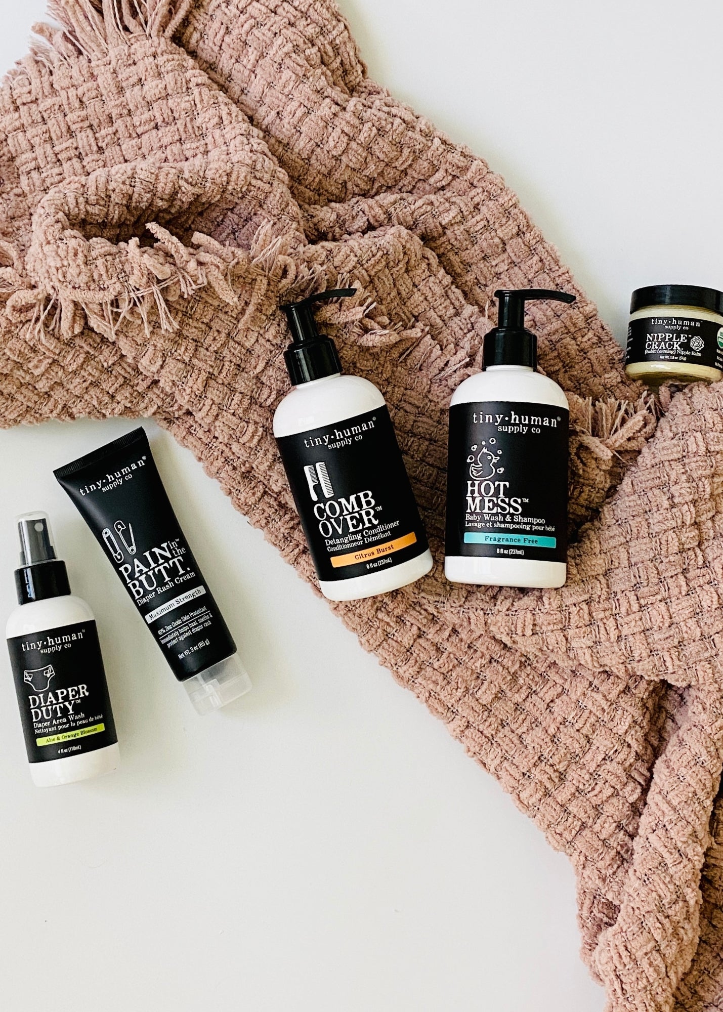 tiny human supply line of skincare and diapering essentials for baby