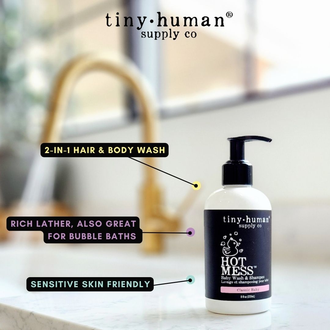 hot mess classic baby body wash and shampoo from tiny human supply co