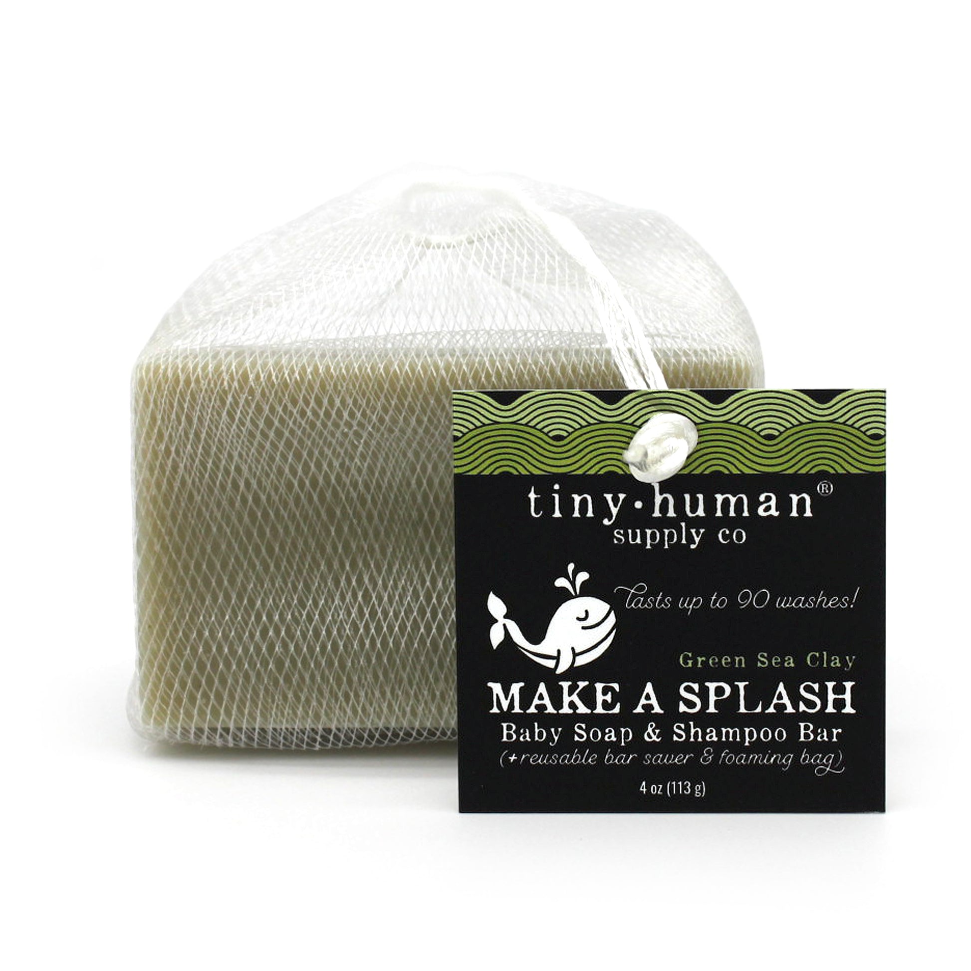 tiny human supply make a splash green sea clay baby soap and shampoo bar 