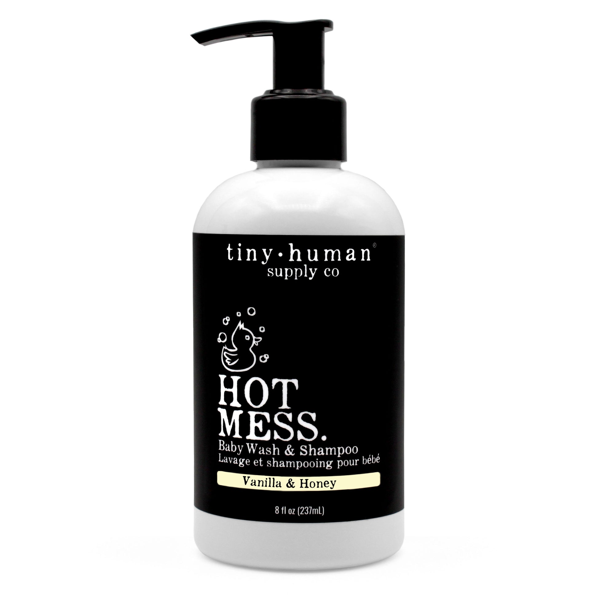 tiny human supply co hot mess baby wash and shampoo in vanilla and honeyscent